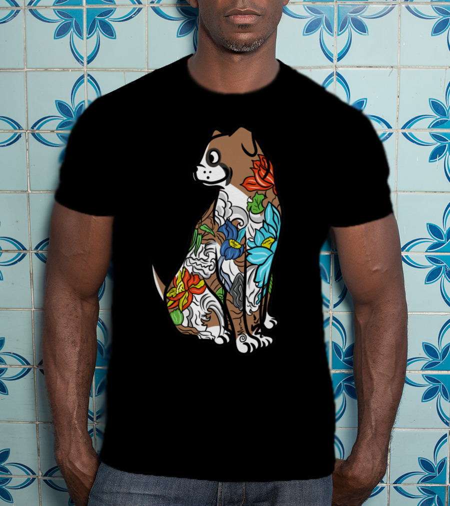 Boxer Tattoo Floral Colorful T-Shirt