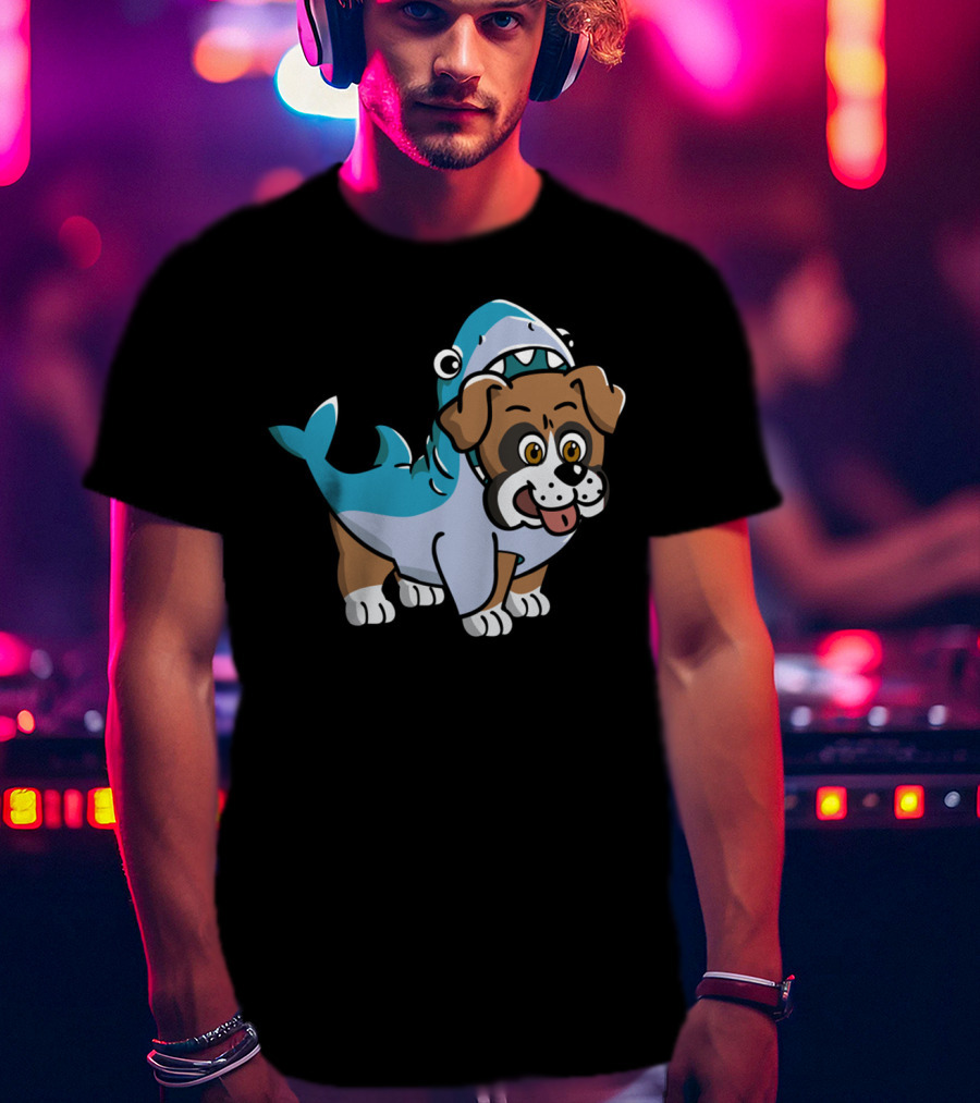 Friendly Boxer Dog In Shark Costume Playfully Walking T-Shirt