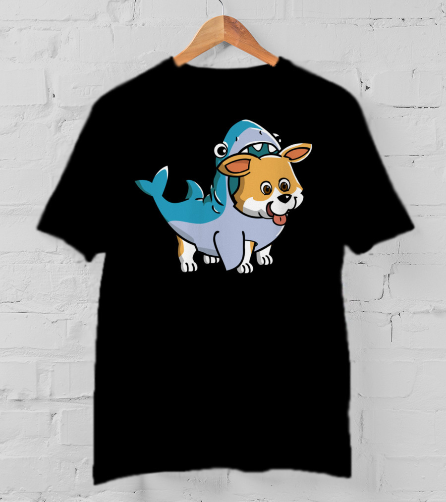 Corgi In Shark Costume Cute Hybrid T-Shirt