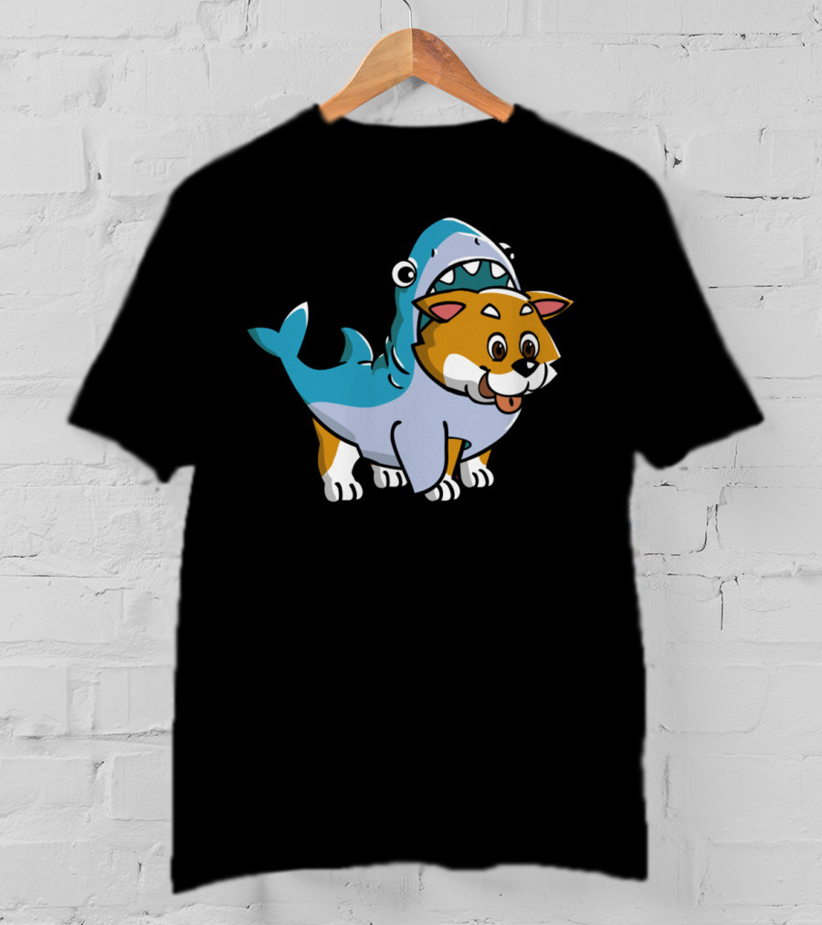 Shiba Inu Shark Costume Fusion Fun T-Shirt