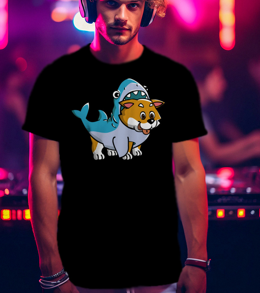 Shiba Inu Shark Costume Fusion Fun T-Shirt