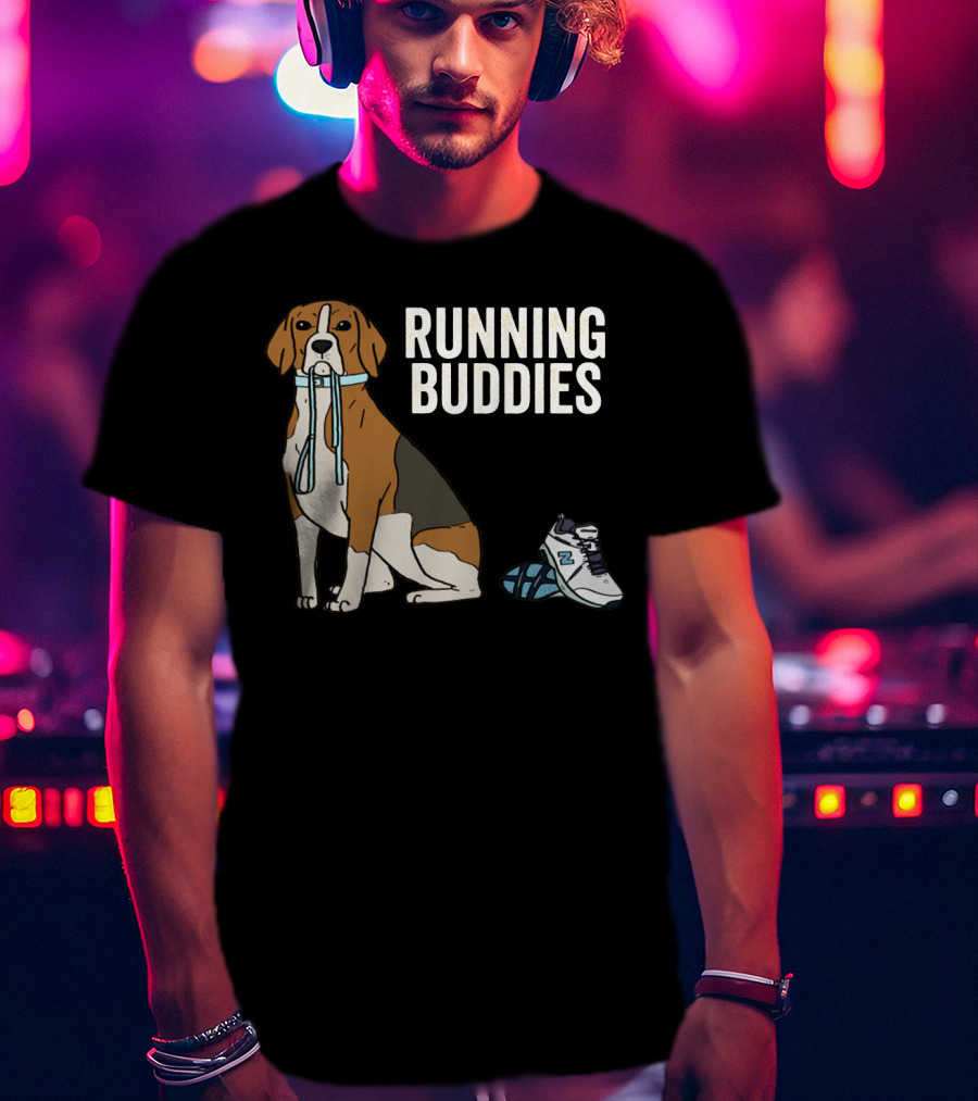 Beagle Running Buddies With Shoe And Leash T-Shirt