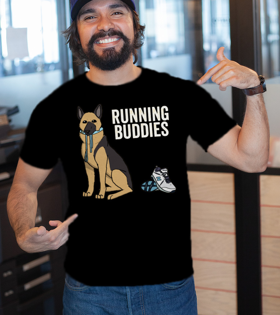 German Shepherd Running Buddies With Shoes And Collar T-Shirt