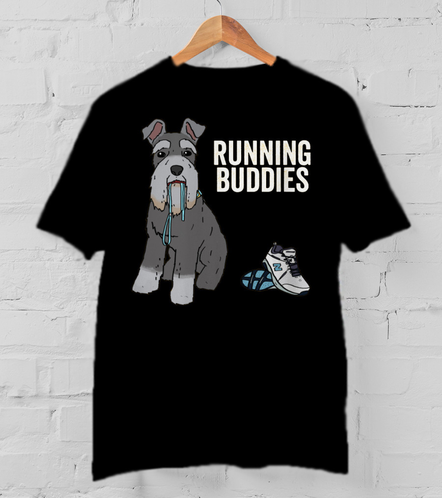 Schnauzer Running Buddies With Athletic Shoes And Laces T-Shirt