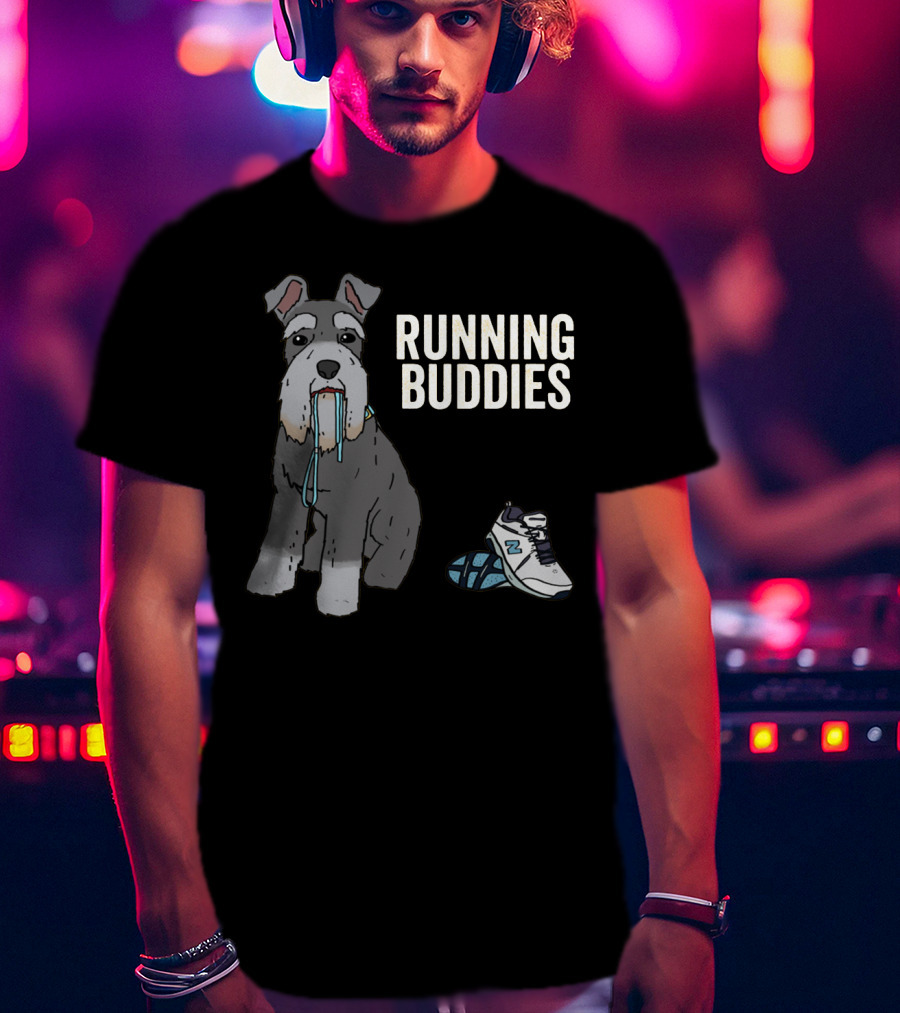 Schnauzer Running Buddies With Athletic Shoes And Laces T-Shirt