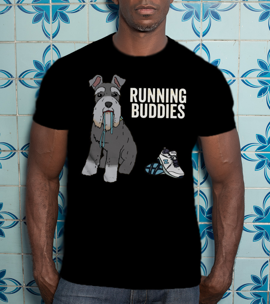 Schnauzer Running Buddies With Athletic Shoes And Laces T-Shirt