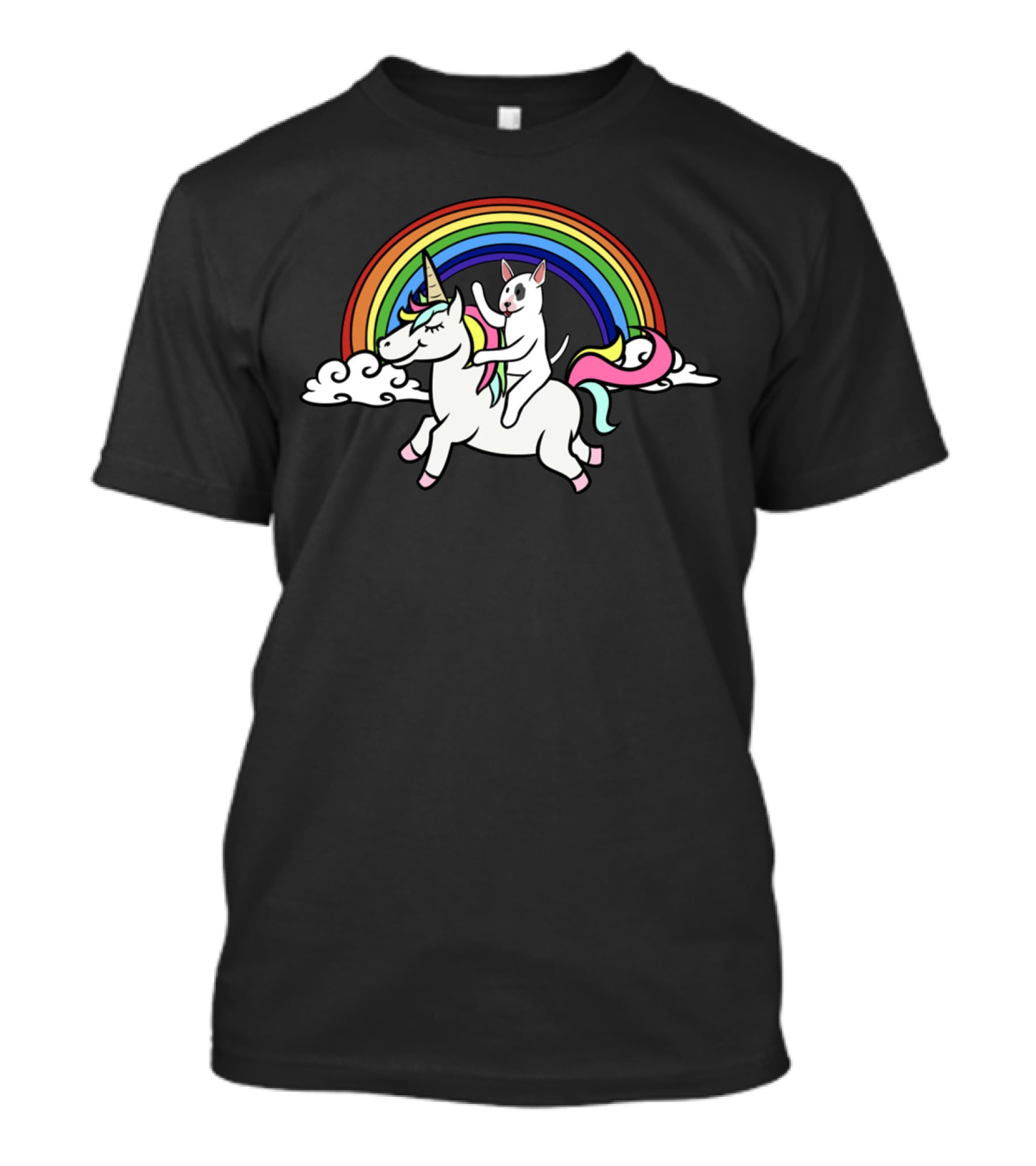 Bully Riding Unicorn With Rainbow And Clouds T-Shirt