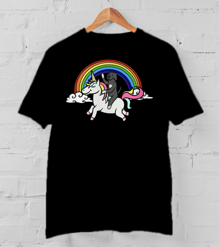 Rainbow Unicorn Adventure With Great Dane Rider T-Shirt
