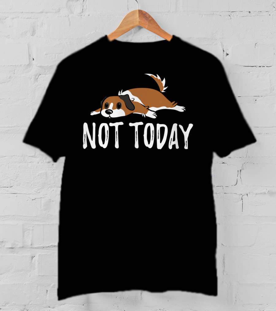 Not Today Funny St Bernard Illustration Lying Down T-Shirt