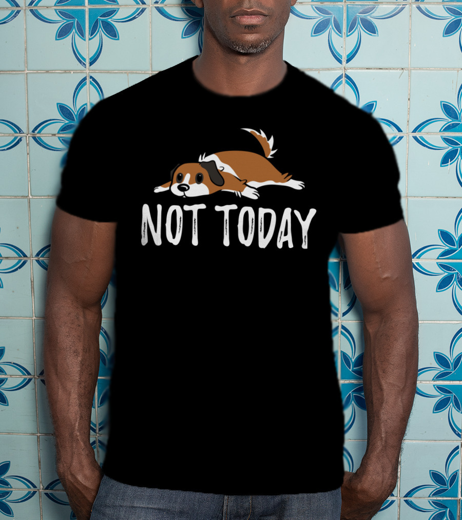 Not Today Funny St Bernard Illustration Lying Down T-Shirt