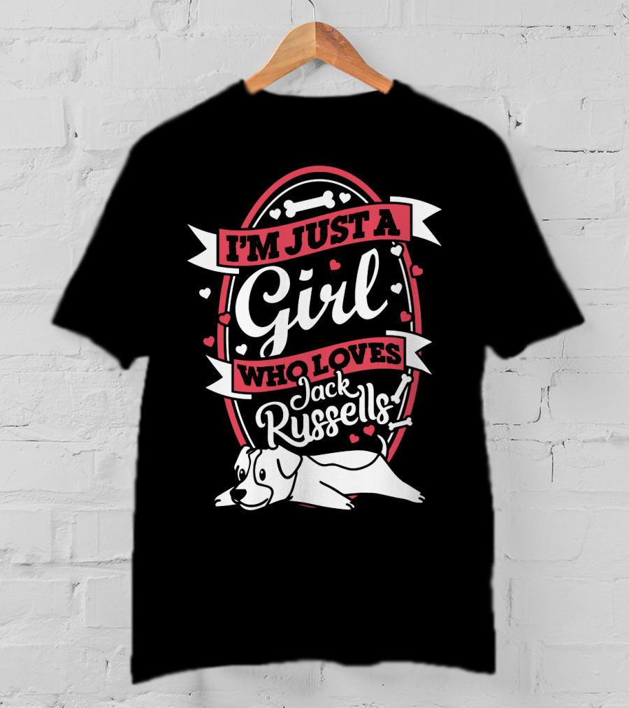 I'm Just A Girl Who Loves Jack Russells With Heart And Bone Accents T-Shirt