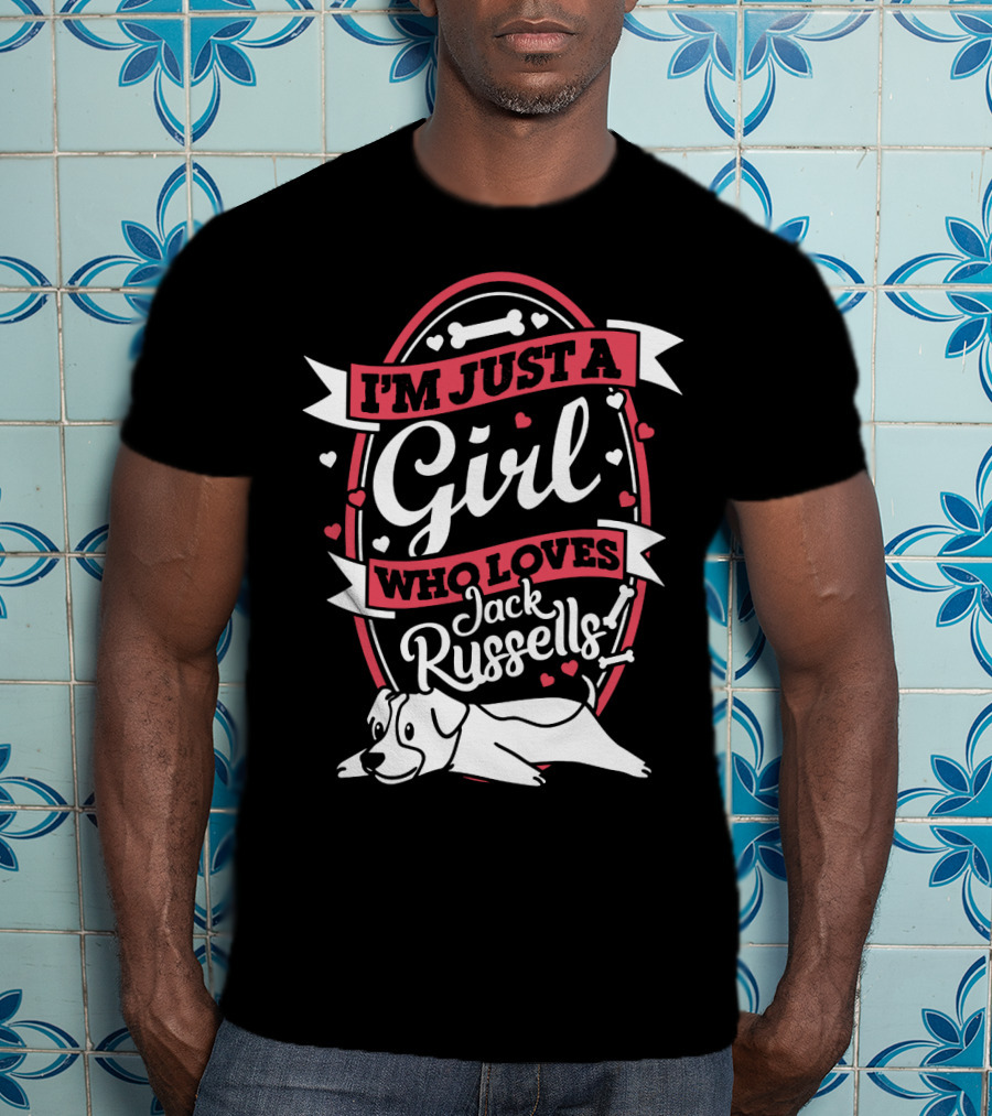 I'm Just A Girl Who Loves Jack Russells With Heart And Bone Accents T-Shirt