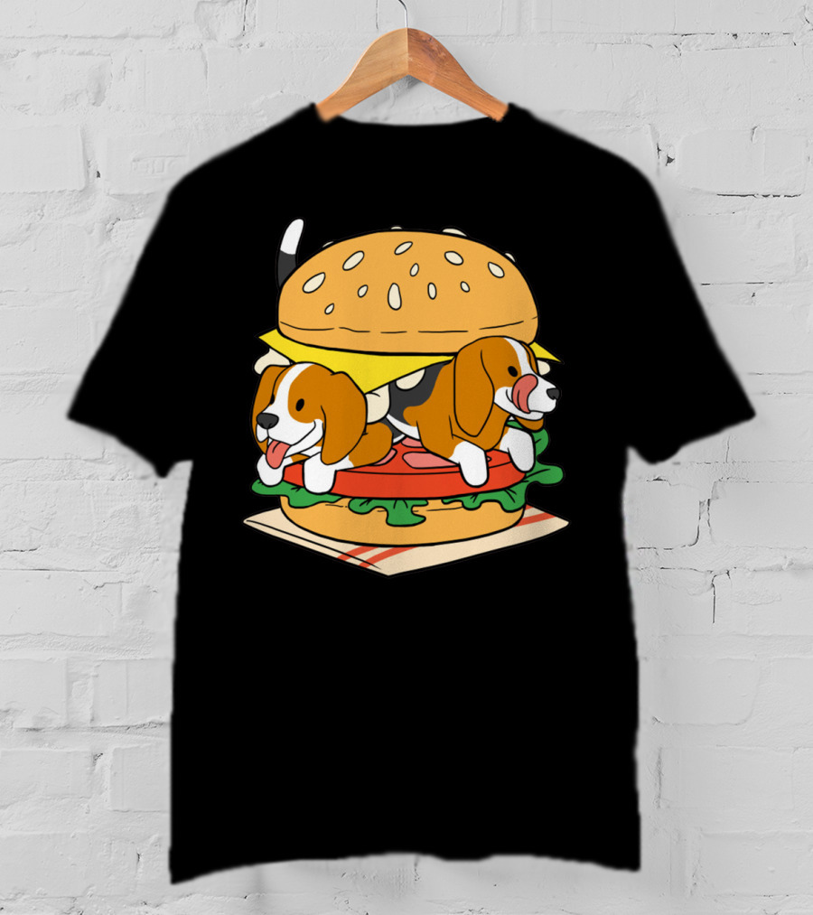 Beagle Burger Cuteness With Cheese, Lettuce, And Tomato T-Shirt
