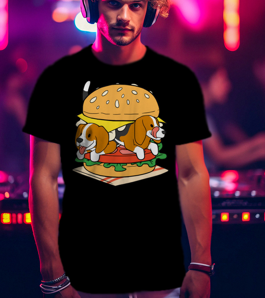 Beagle Burger Cuteness With Cheese, Lettuce, And Tomato T-Shirt