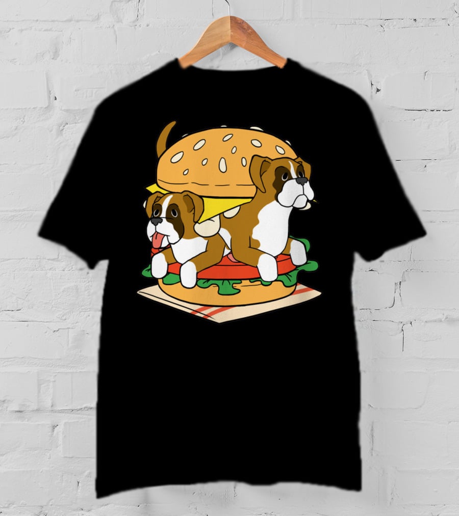 Boxer Dogs Stacked In Cheeseburger Delight T-Shirt