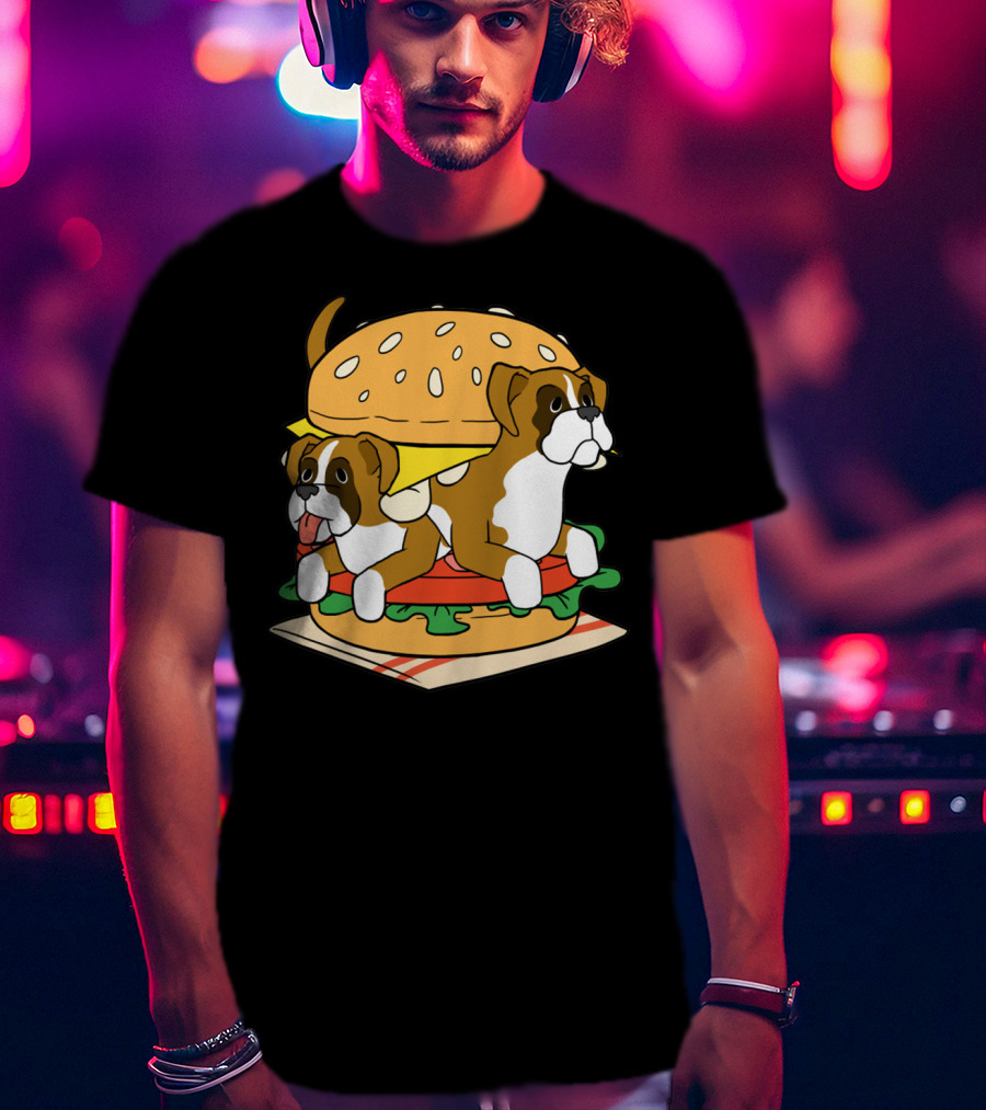 Boxer Dogs Stacked In Cheeseburger Delight T-Shirt