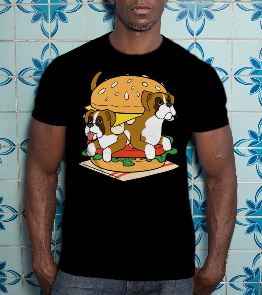 Boxer Dogs Stacked In Cheeseburger Delight T-Shirt