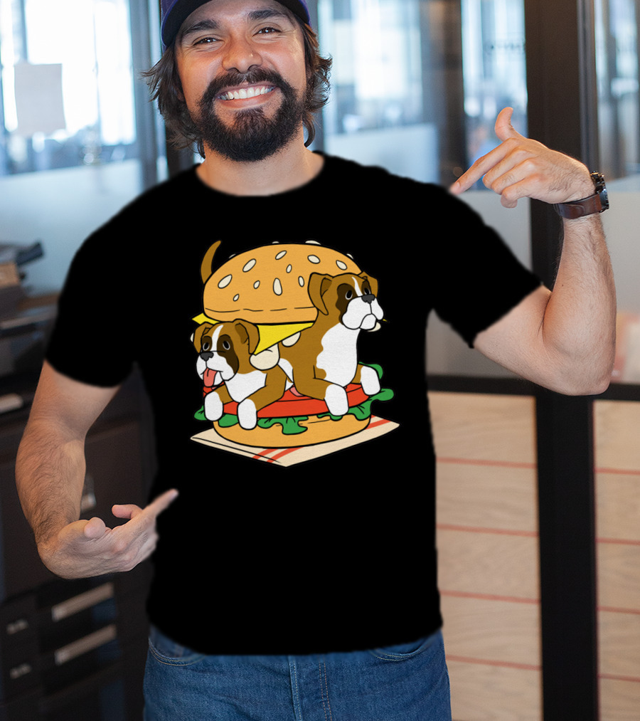 Boxer Dogs Stacked In Cheeseburger Delight T-Shirt