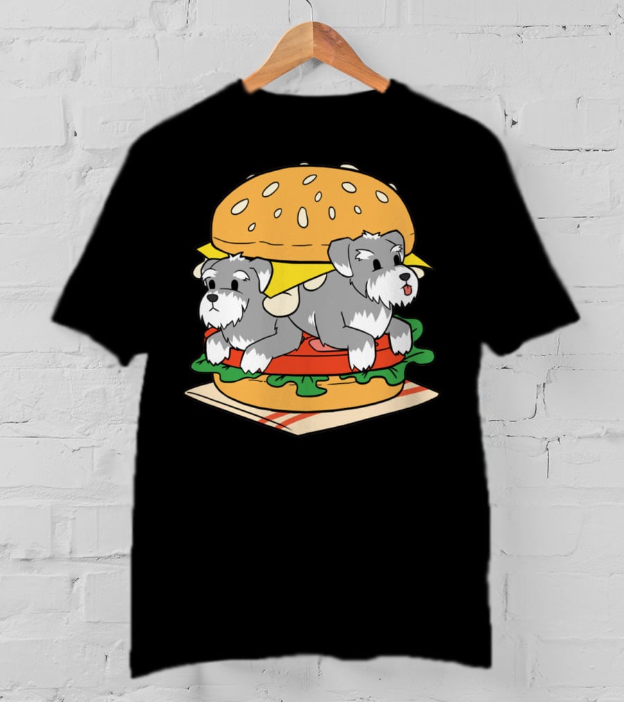 Schnauzer Double Hamburger With Cheese, Lettuce, And Tomato T-Shirt