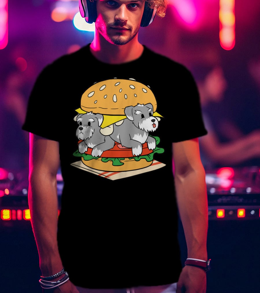 Schnauzer Double Hamburger With Cheese, Lettuce, And Tomato T-Shirt