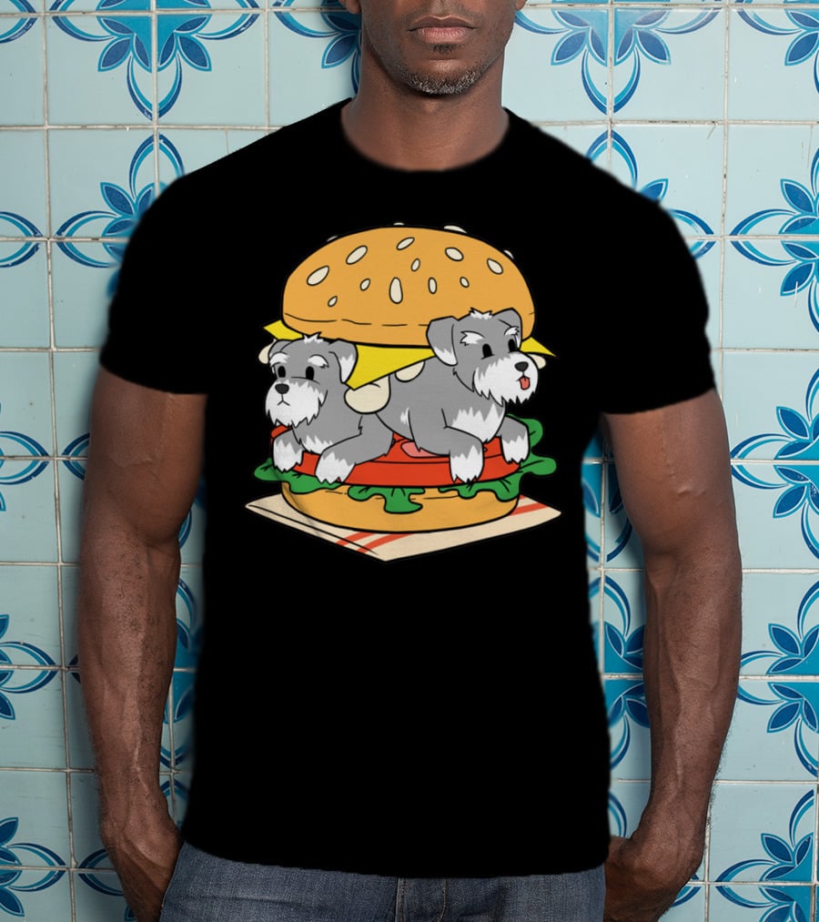 Schnauzer Double Hamburger With Cheese, Lettuce, And Tomato T-Shirt