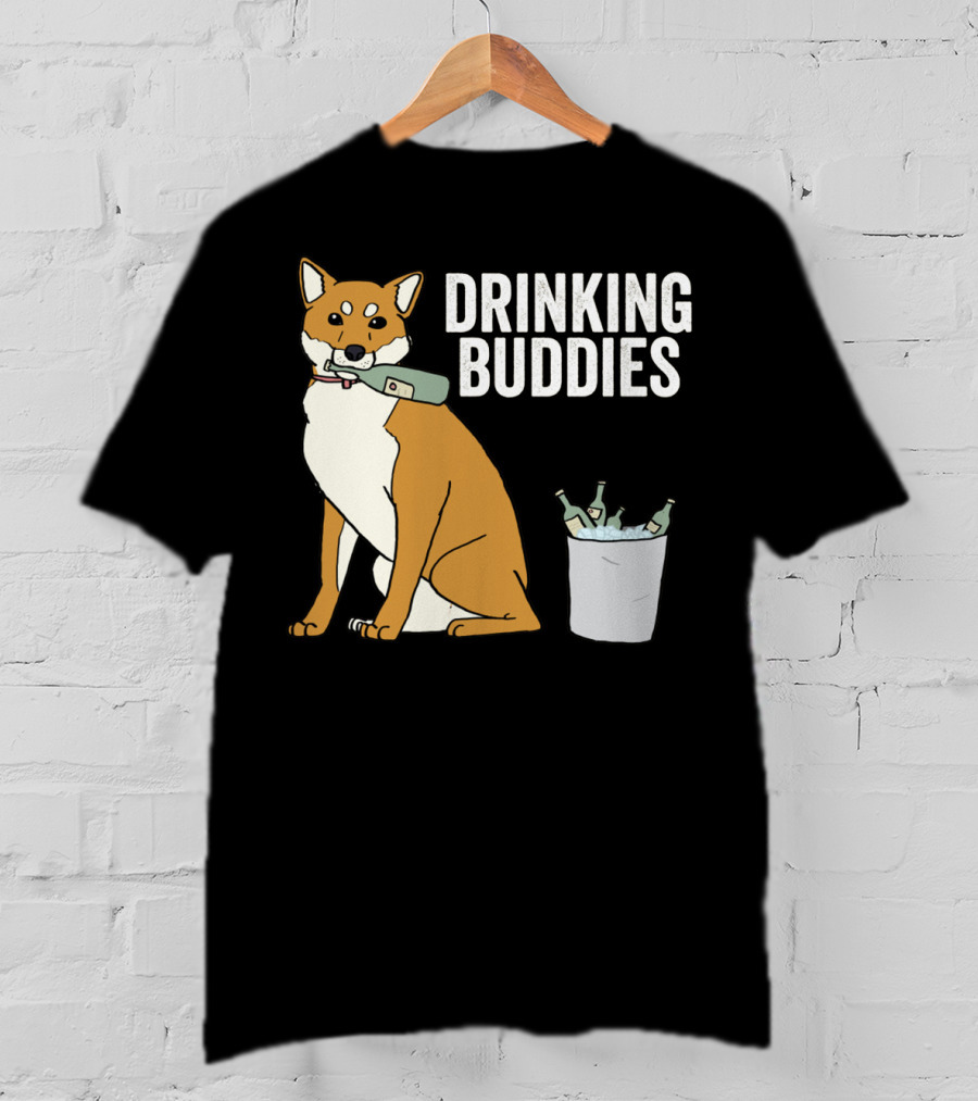 Shiba Inu With Ice Bucket And Bottles Drinking Buddies T-Shirt