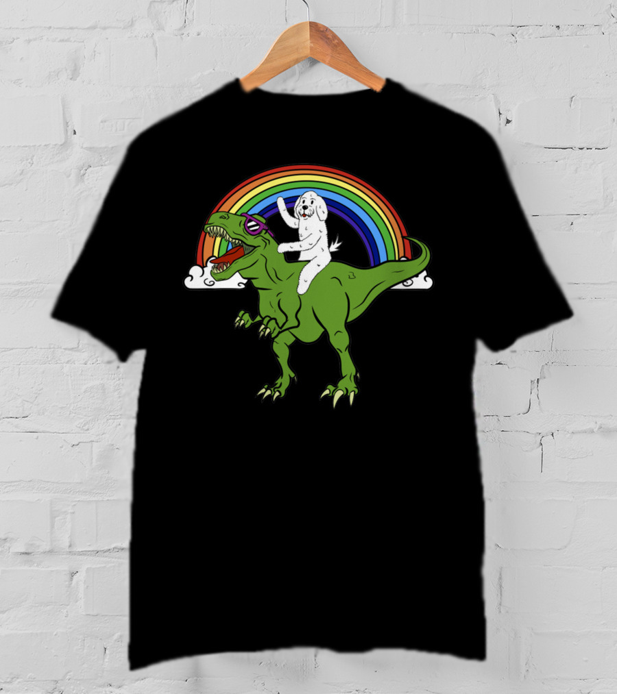 Bichon Frise Riding Tyrannosaurus T-Shirt