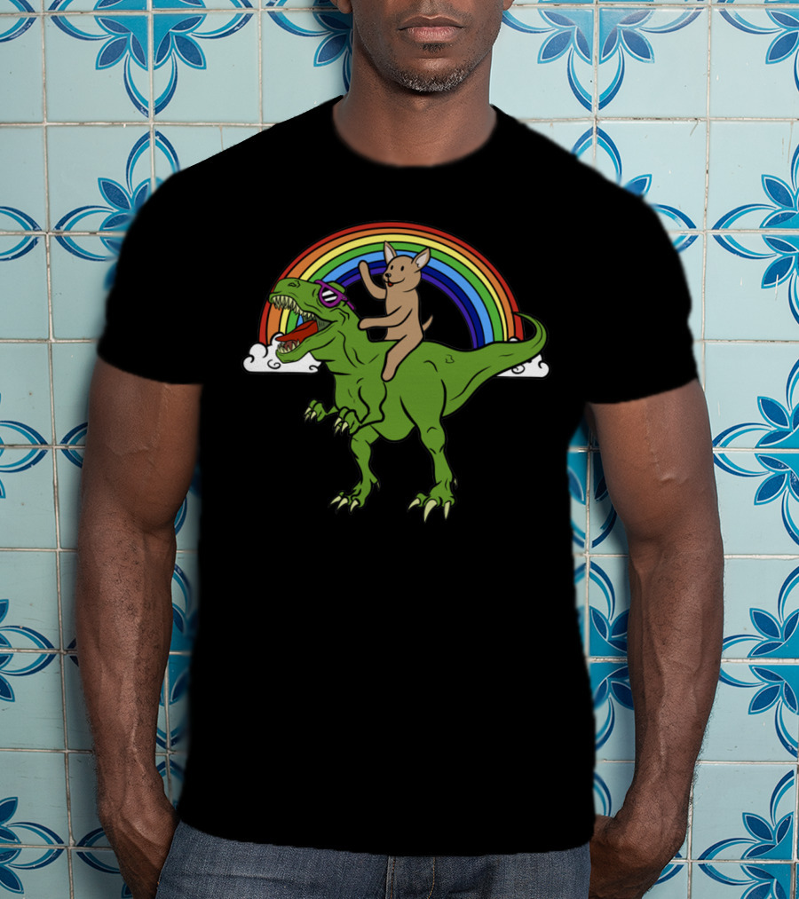 Chihuahua Riding Dinosaur T-Shirt