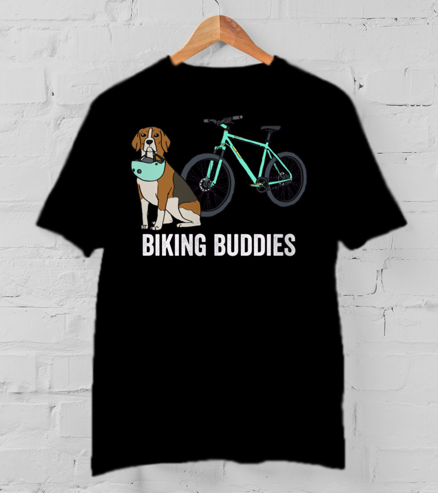 Beagle Biking Buddies With Teal Bicycle T-Shirt