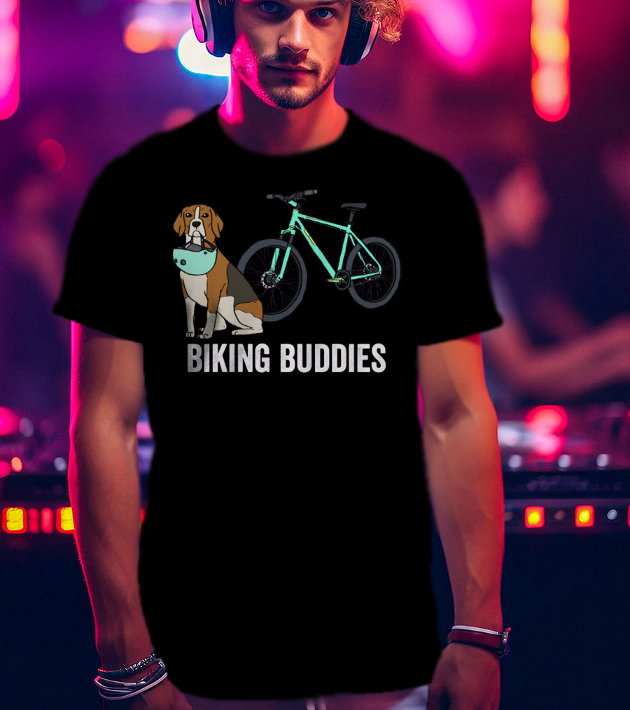 Beagle Biking Buddies With Teal Bicycle T-Shirt