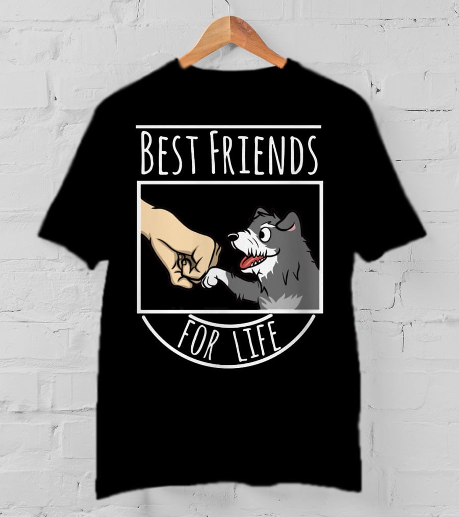 Best Friends For Life Schnauzer Dog Fist Bump Drawing T-Shirt