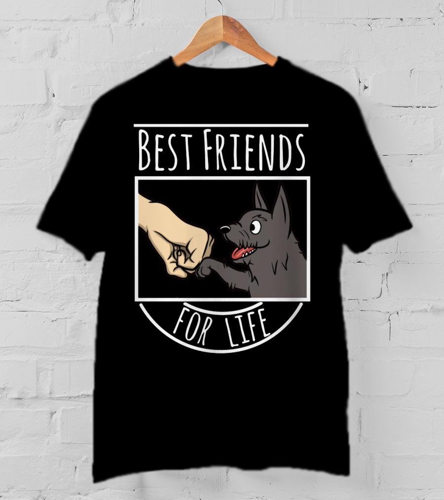 Best Friends For Life Scottie Hand And Paw Fist Bump T-Shirt