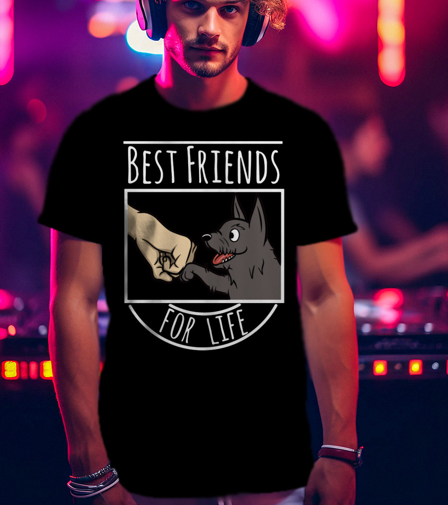 Best Friends For Life Scottie Hand And Paw Fist Bump T-Shirt