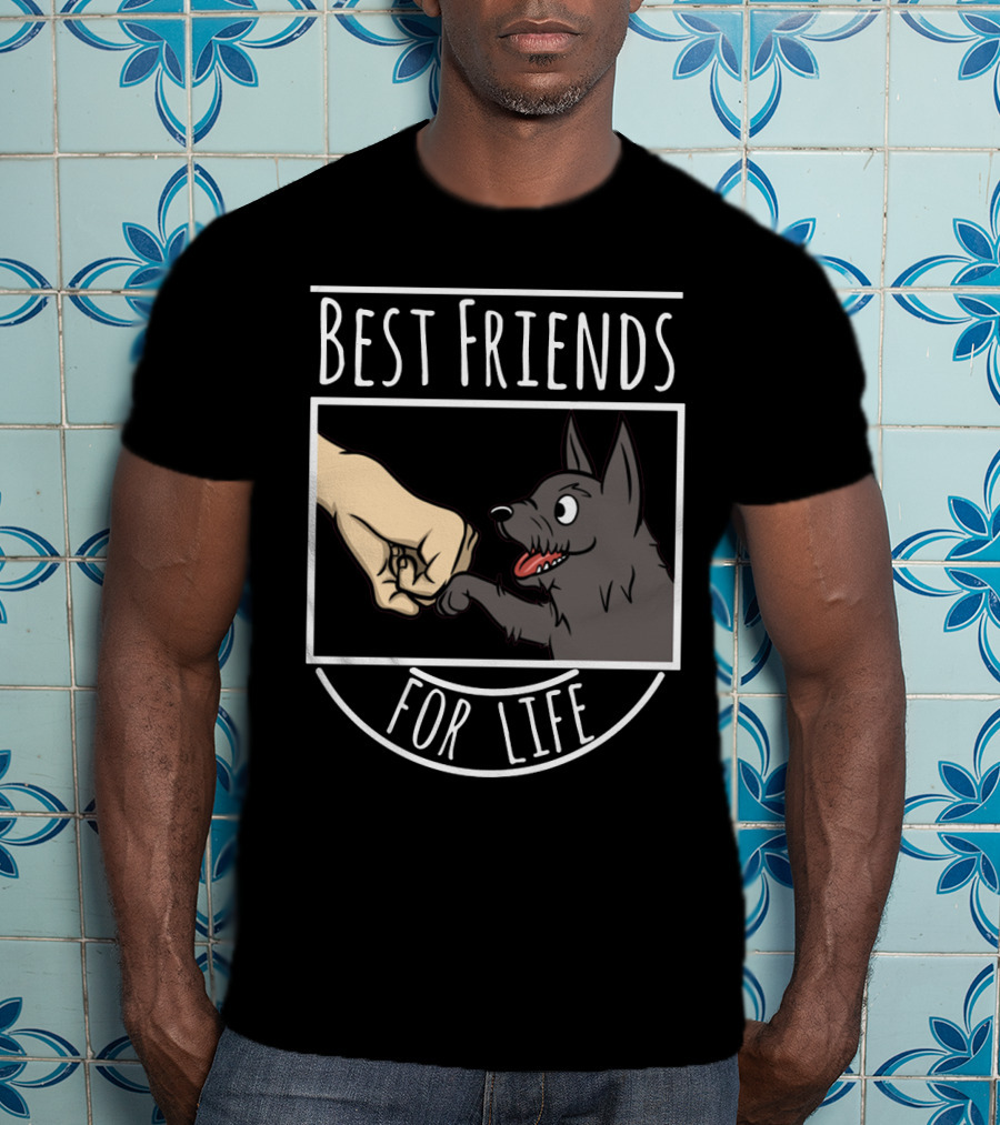 Best Friends For Life Scottie Hand And Paw Fist Bump T-Shirt