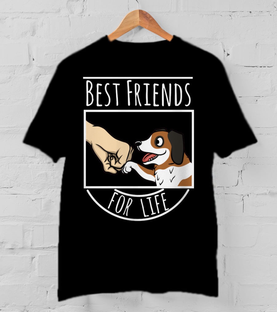 Best Friends For Life St Bernard Dog And Human Fist Bump T-Shirt