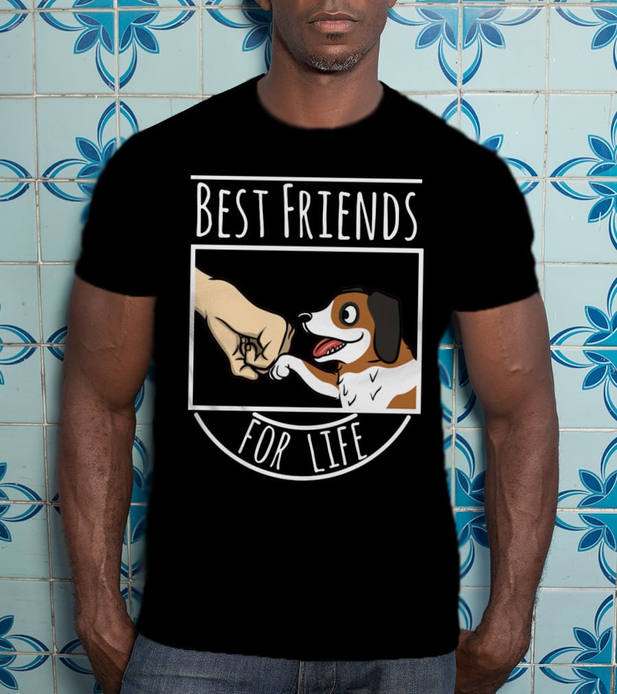 Best Friends For Life St Bernard Dog And Human Fist Bump T-Shirt