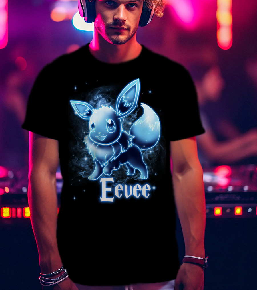 Eevee Pokemon Patronus Neon Glow Effect T-Shirt