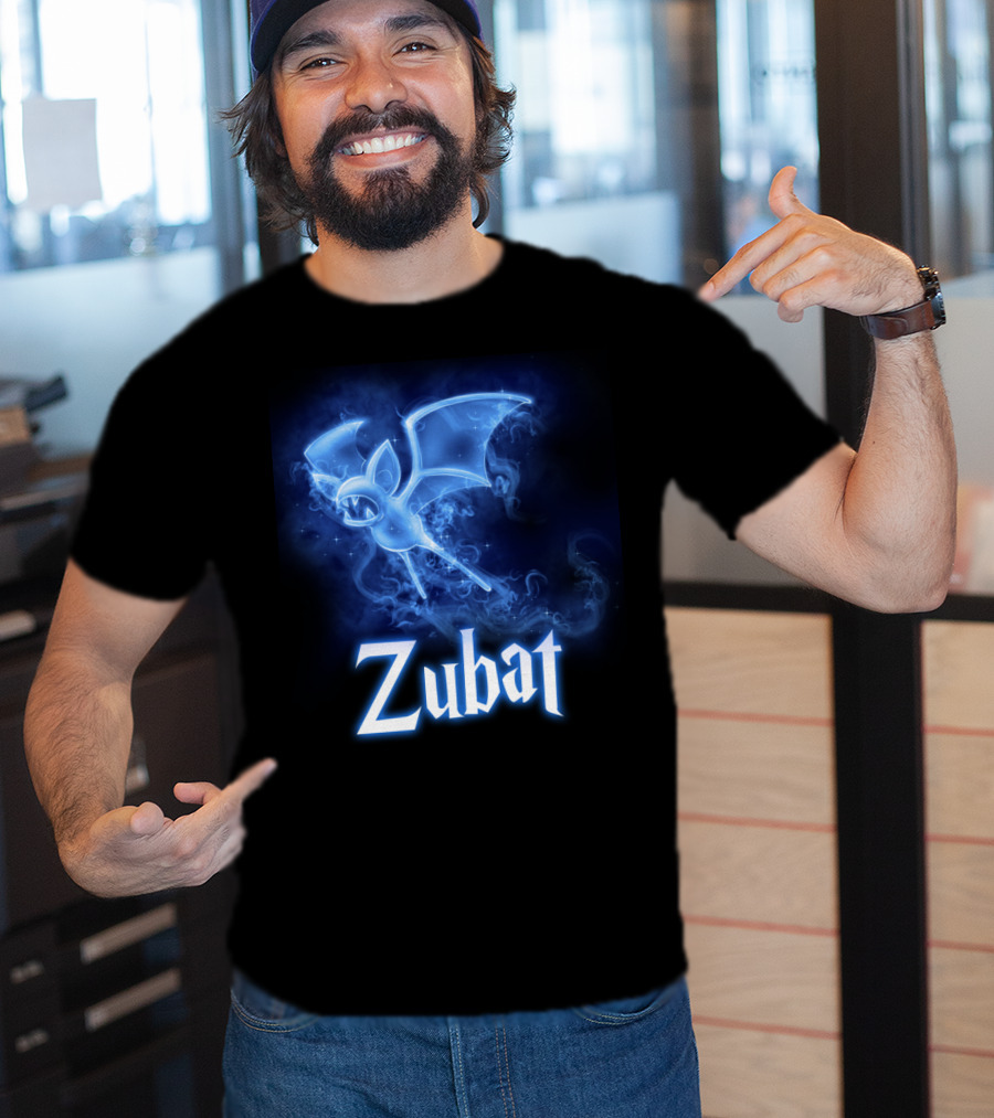 Zubat Pokemon Patronus Glowing Blue Mystical Bat T-Shirt