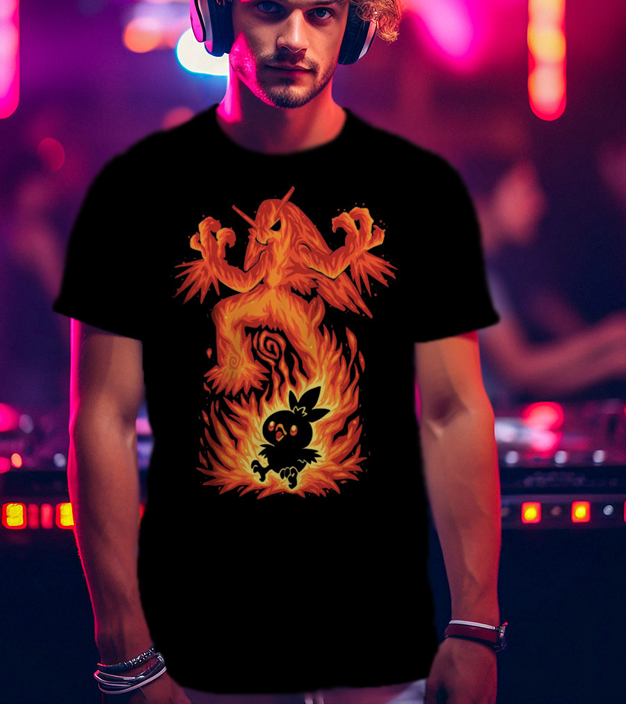 Evolution Pokemon Torchic Blaziken Flames T-Shirt