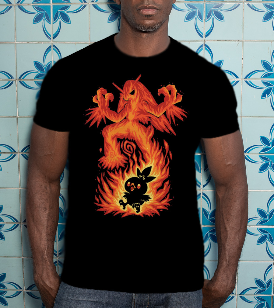 Evolution Pokemon Torchic Blaziken Flames T-Shirt
