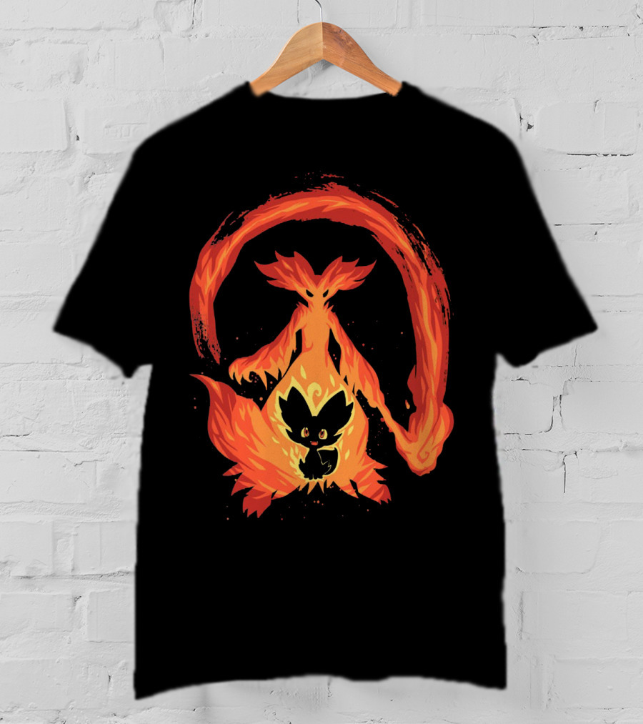 Evolution Pokemon Fire Type Delphox Flame Spiritual Transformation T-Shirt