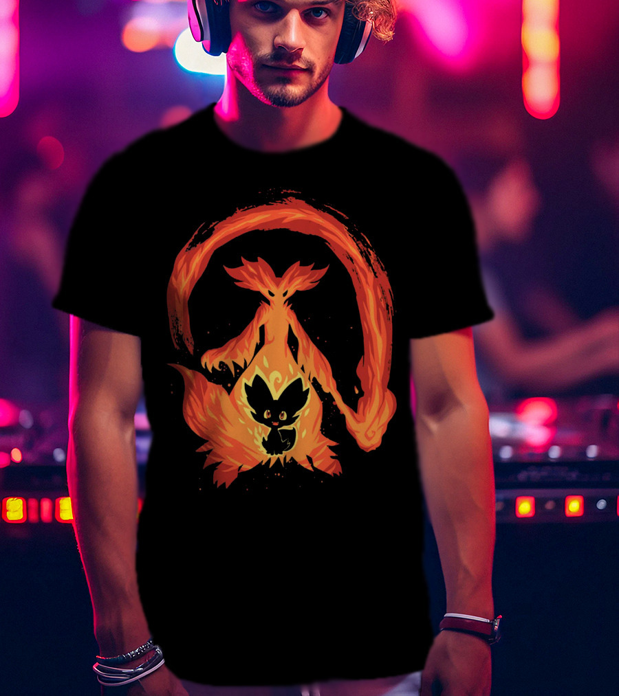 Evolution Pokemon Fire Type Delphox Flame Spiritual Transformation T-Shirt
