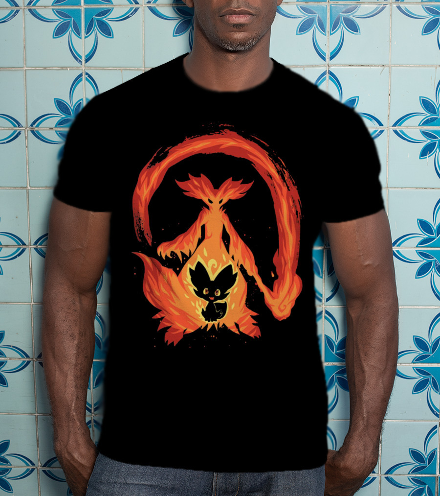 Evolution Pokemon Fire Type Delphox Flame Spiritual Transformation T-Shirt