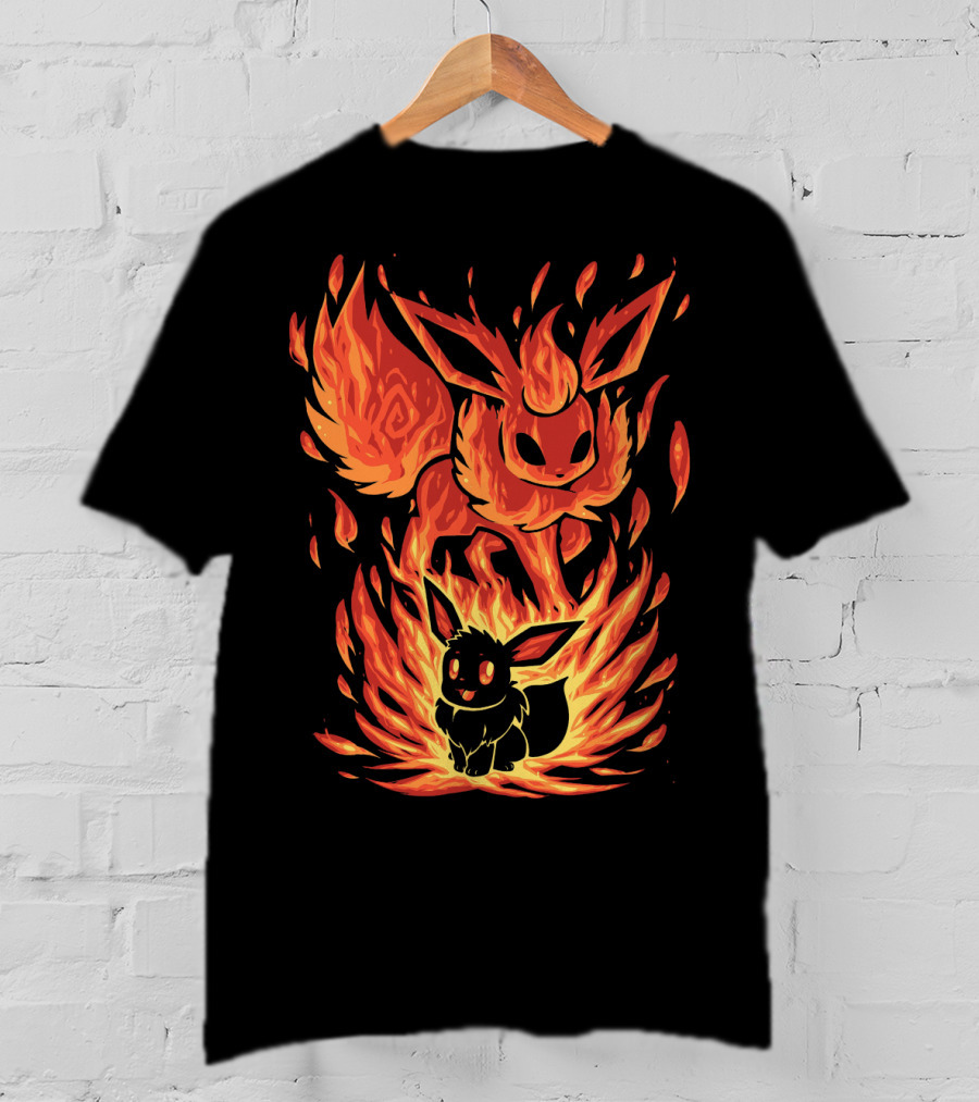 Eevee To Flareon Evolution Fire Transformation Pokemon T-Shirt