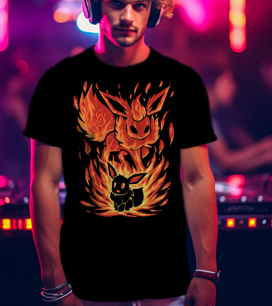 Eevee To Flareon Evolution Fire Transformation Pokemon T-Shirt