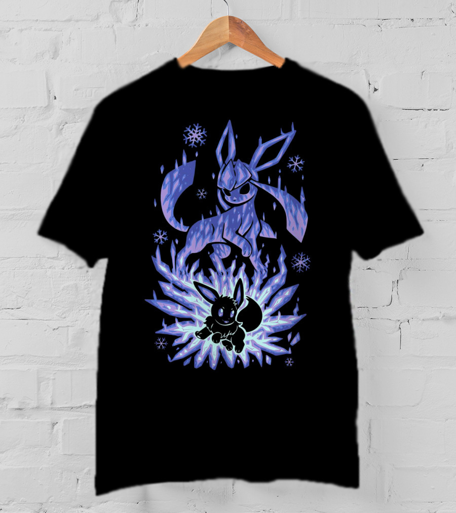 Evolution Pokemon Glaceon Ice Form Transformation T-Shirt