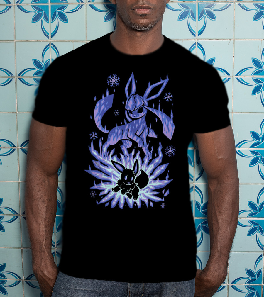 Evolution Pokemon Glaceon Ice Form Transformation T-Shirt
