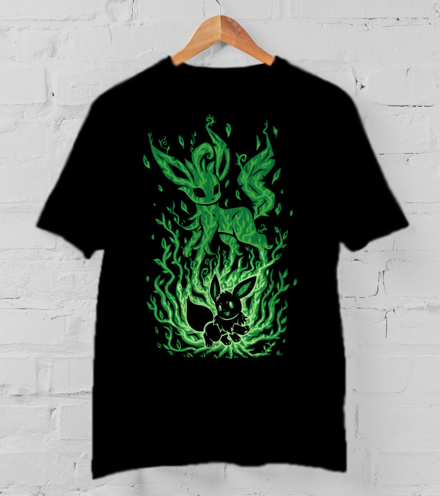 Evolution Pokemon Leafeon Eevee Flames Transformation T-Shirt