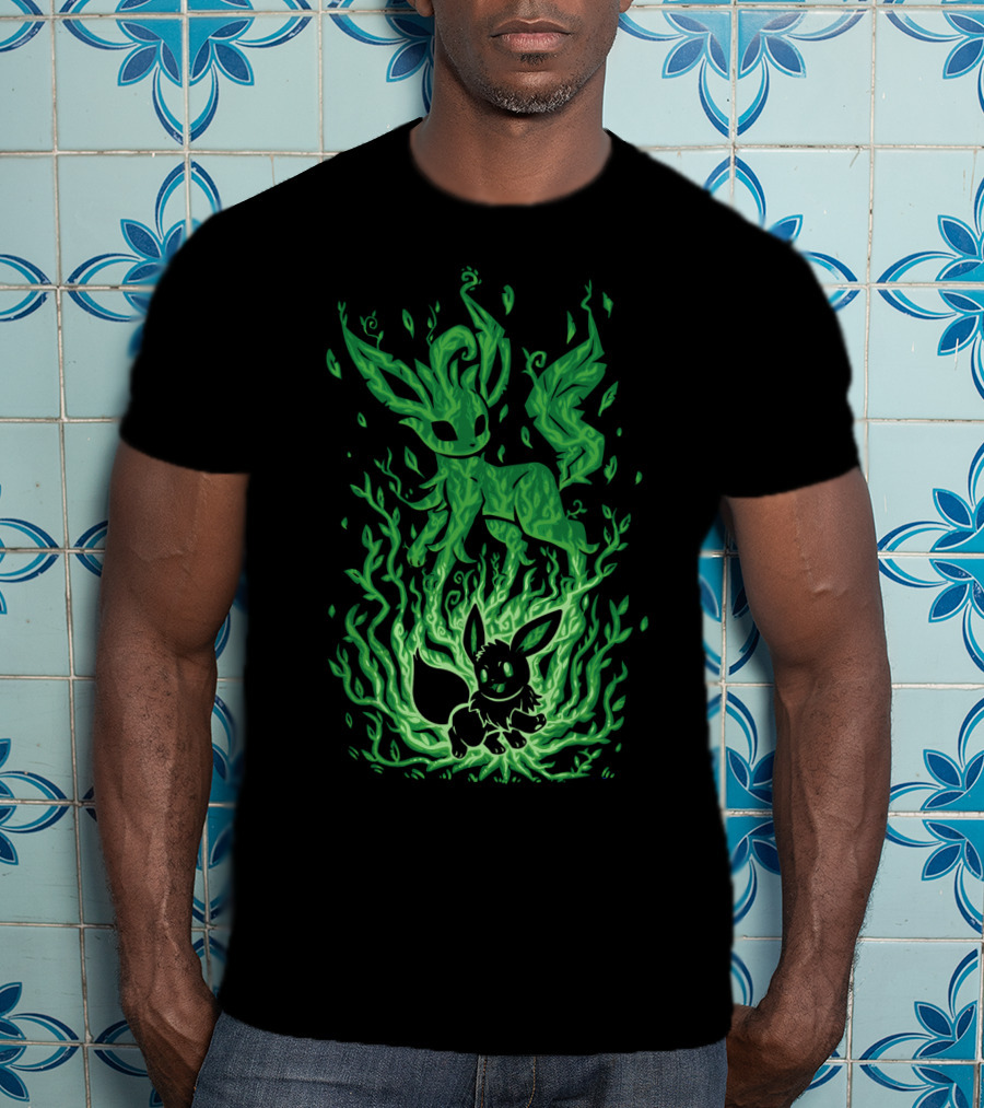 Evolution Pokemon Leafeon Eevee Flames Transformation T-Shirt
