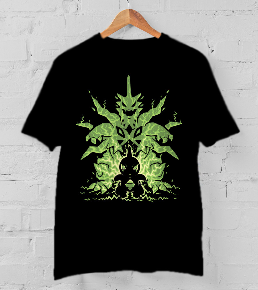 Evolution Pokemon Mega Tyranitar Larvitar Lightning Transformation T-Shirt